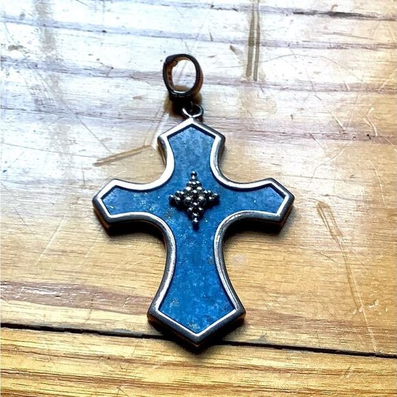 Whitney Kelly Sterling Silver & Lapis signed cross. Vintage - Picture 9 of 10